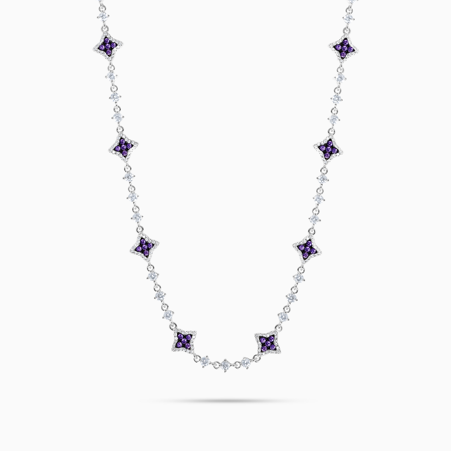 Flower Tennis Chain Purple Stones - WACN-CFTSPP-1620