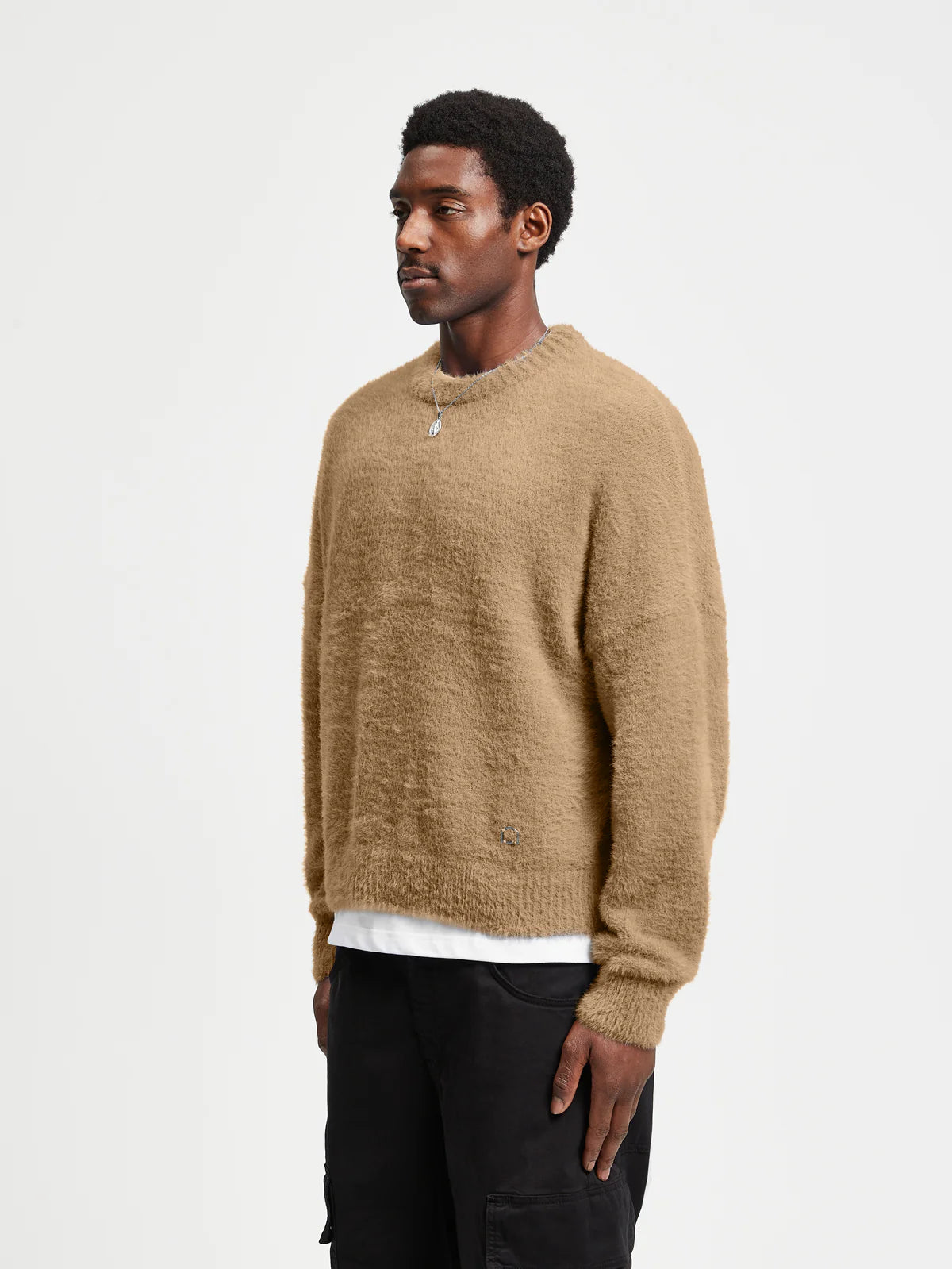 ESSENTIAL FURRY KNIT SWEATER - BEIGE