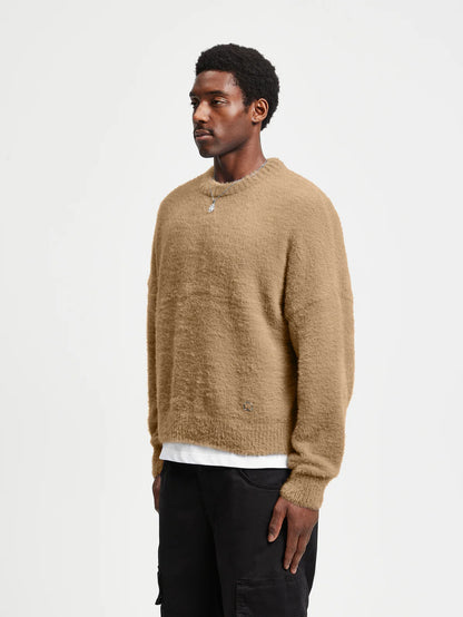 ESSENTIAL FURRY KNIT SWEATER - BEIGE