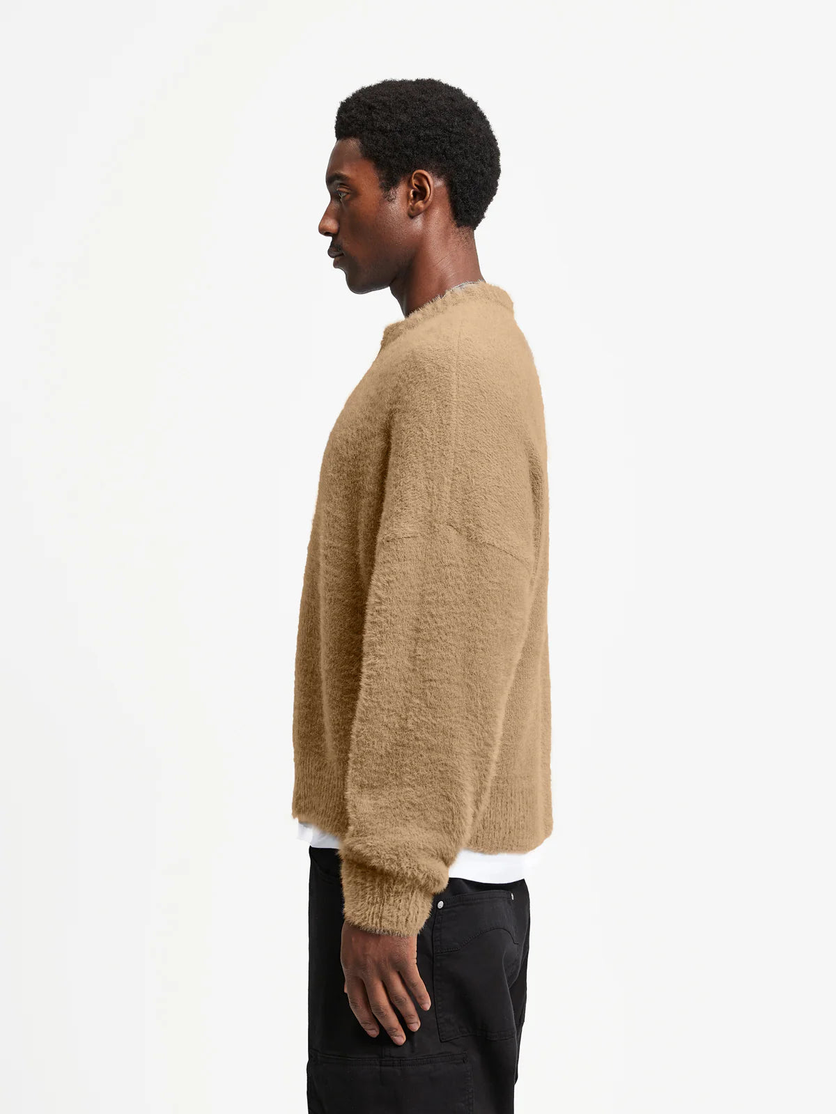 ESSENTIAL FURRY KNIT SWEATER - BEIGE