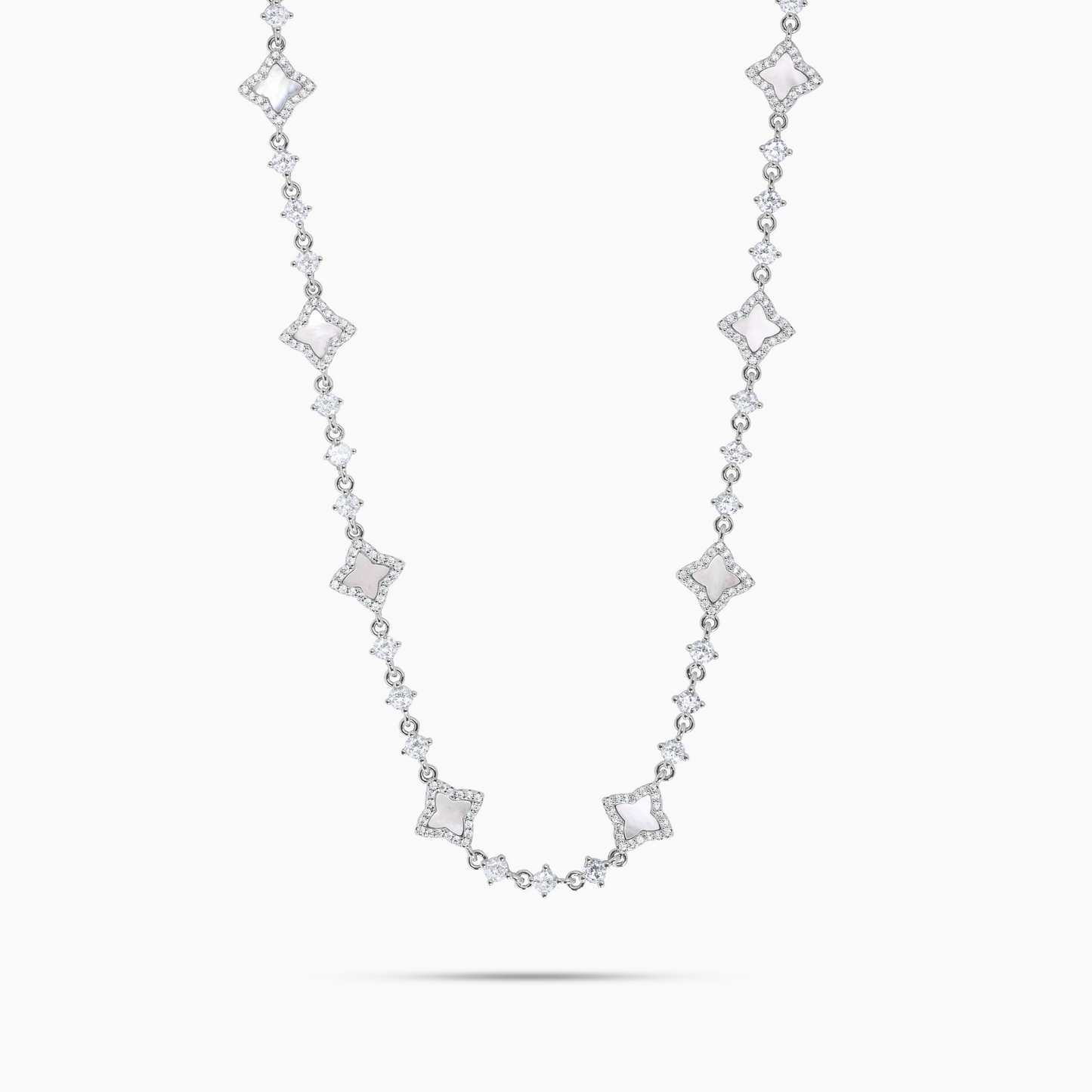 Flower Tennis Chain White Pattern - WACN-CFTSW-1620