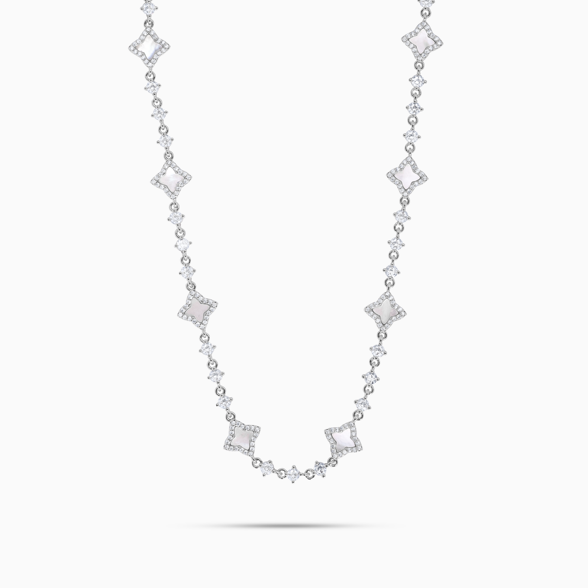 Flower Tennis Chain White Pattern - WACN-CFTSW-1620