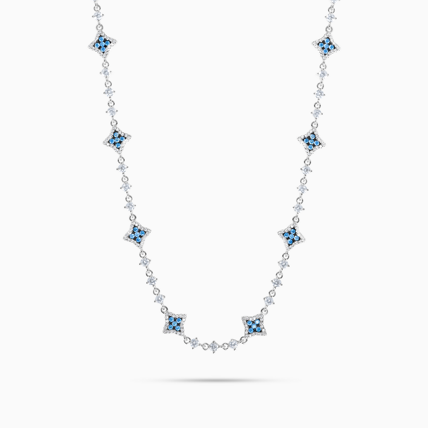 Flower Tennis Chain Blue Stones - WACN-CFTSBL-1620