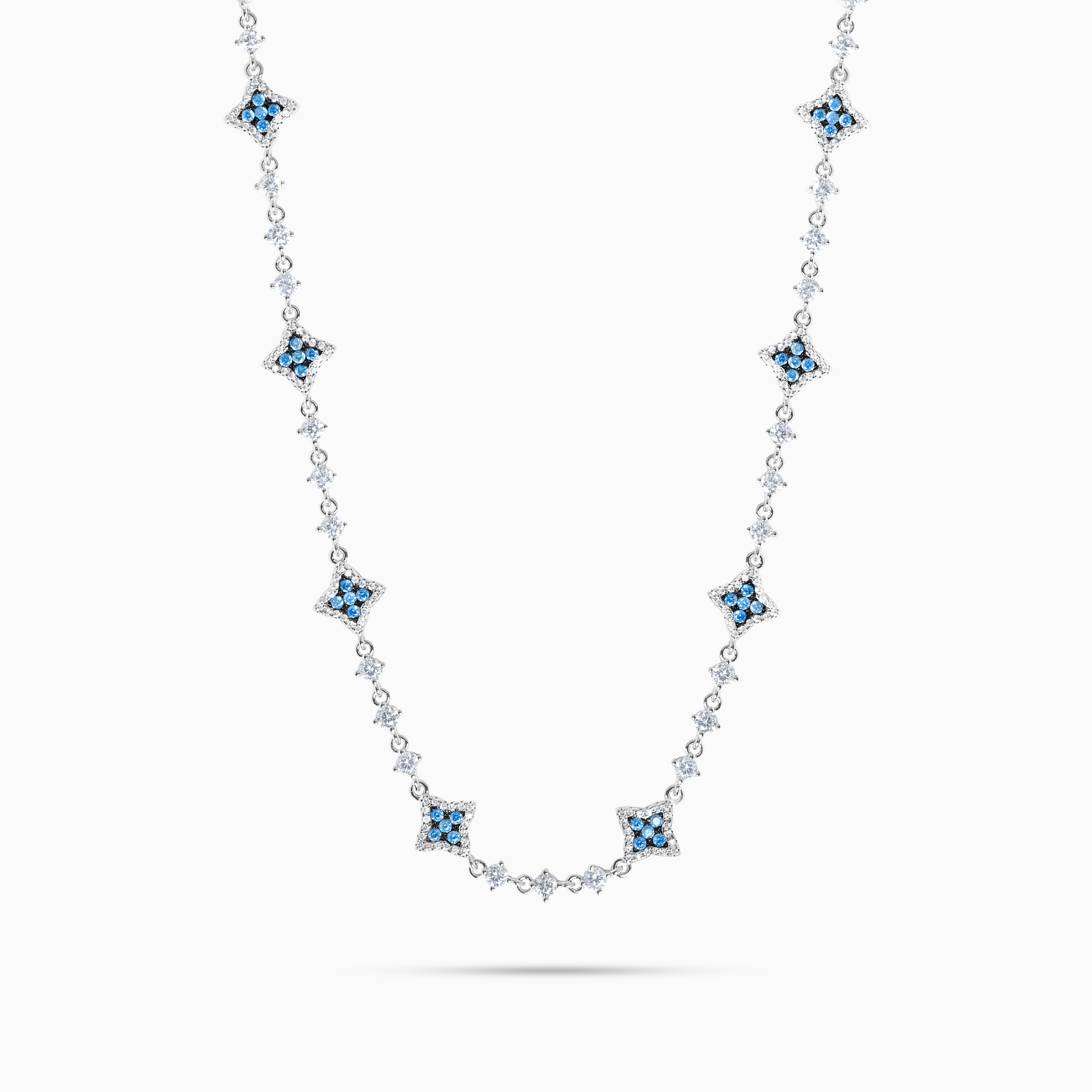 Flower Tennis Chain Blue Stones - WACN-CFTSBL-1620