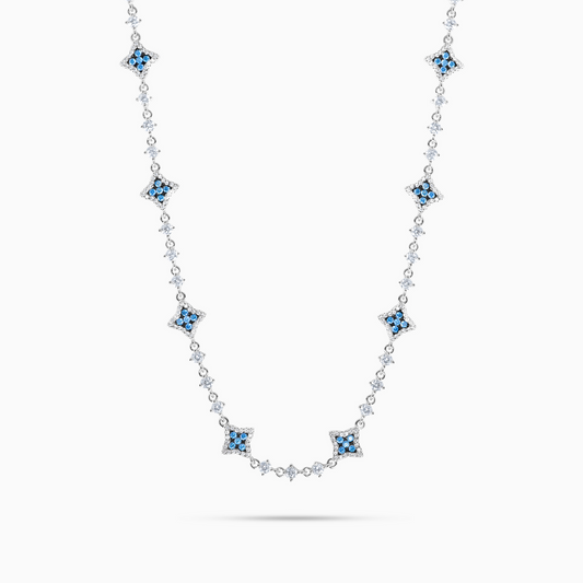 Flower Tennis Chain Blue Stones - WACN-CFTSBL-1620