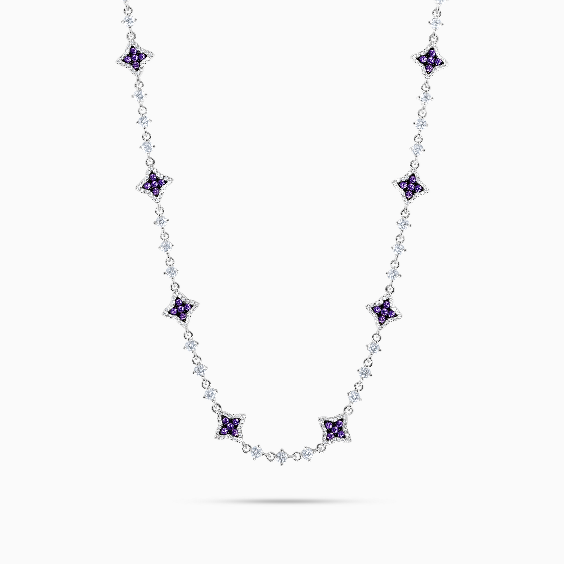 Flower Tennis Chain Purple Stones - WACN-CFTSPP-1620