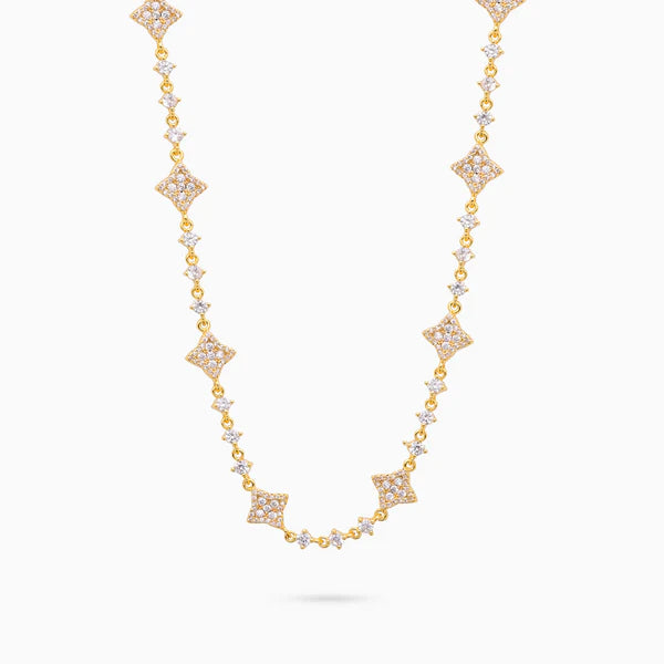 Gold Flower Tennis Chain White Stones - WACN-CHSFTS-1620